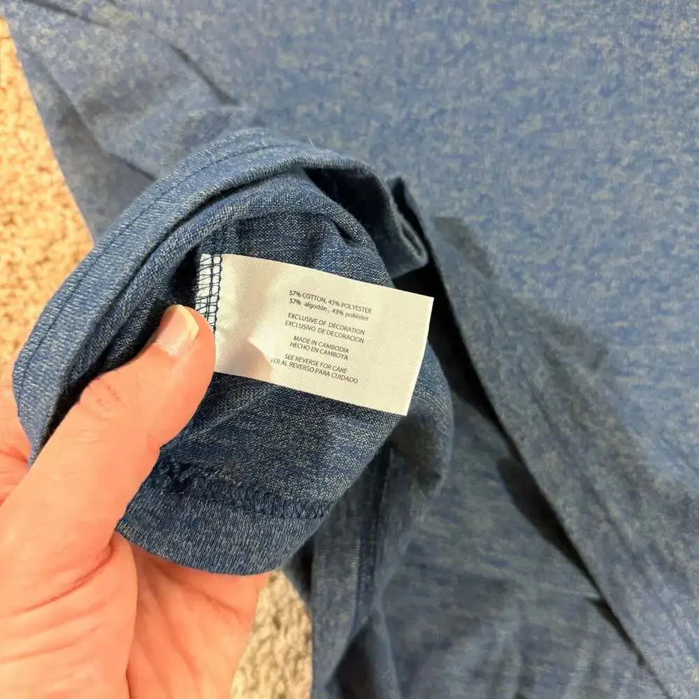 Eddie Bauer Raglan Long Sleeve Shirt Blue Heather Outdoor Mens Large EUC - Picture 7 of 7